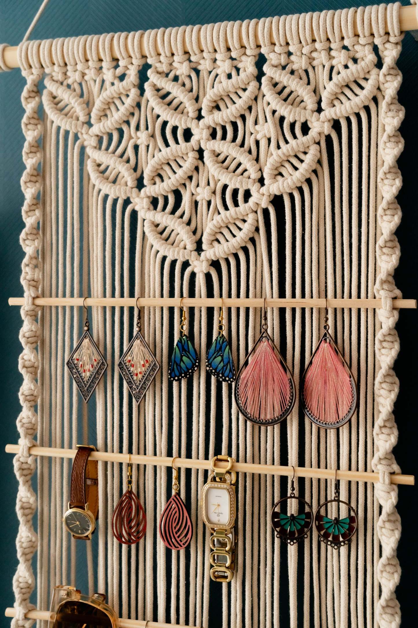 Macrame Earring Holder For Boho And Minimalist Home Decor
