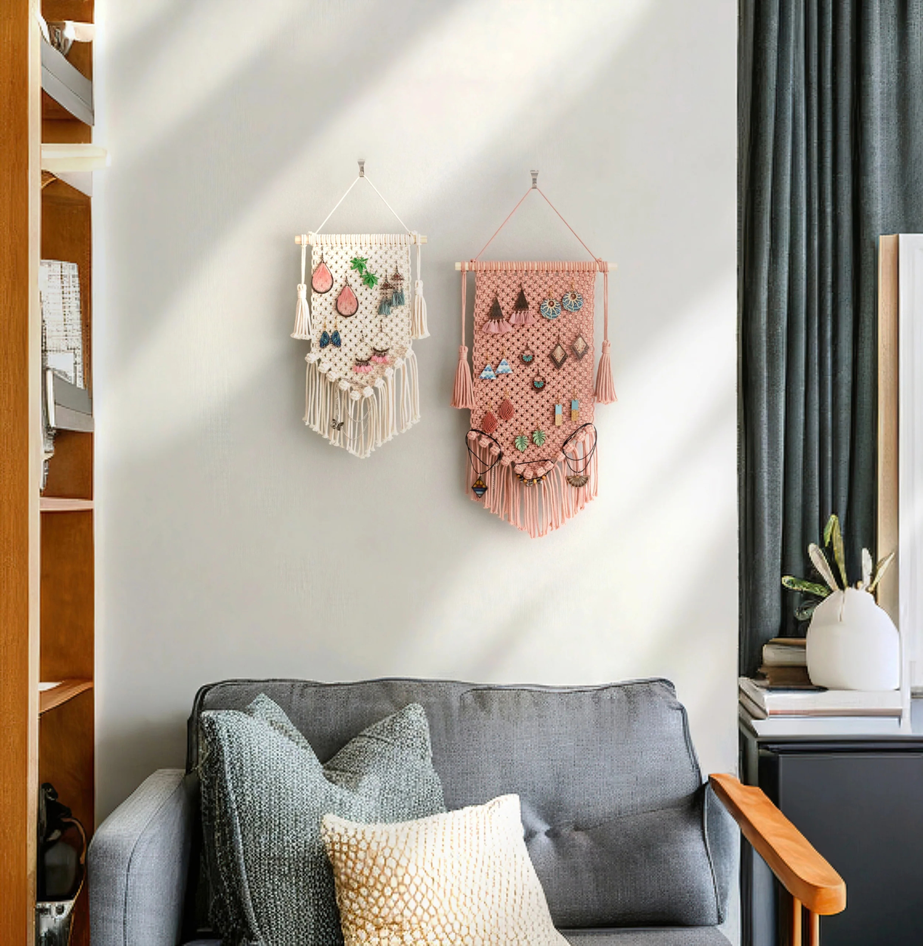 Boho Macrame Jewelry Hanger for Stylish Accessory Organization