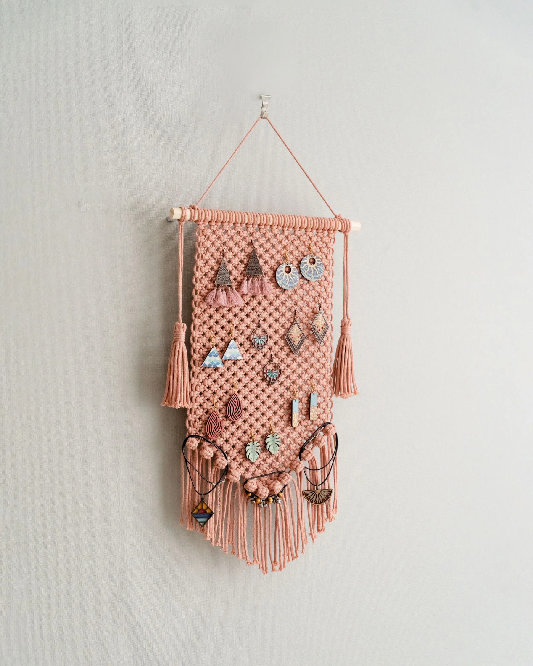 Boho Macrame Jewelry Hanger for Stylish Accessory Organization