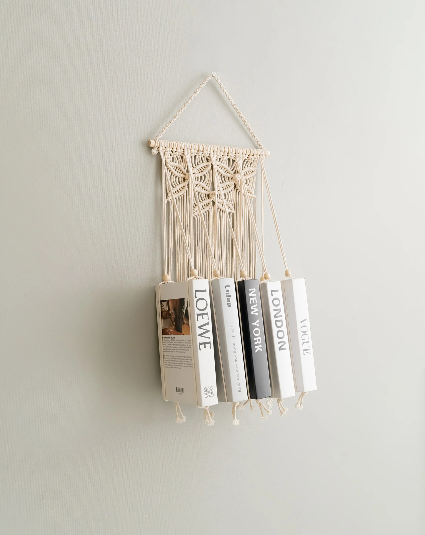 Macrame Book Holder for Boho Living Room Decor