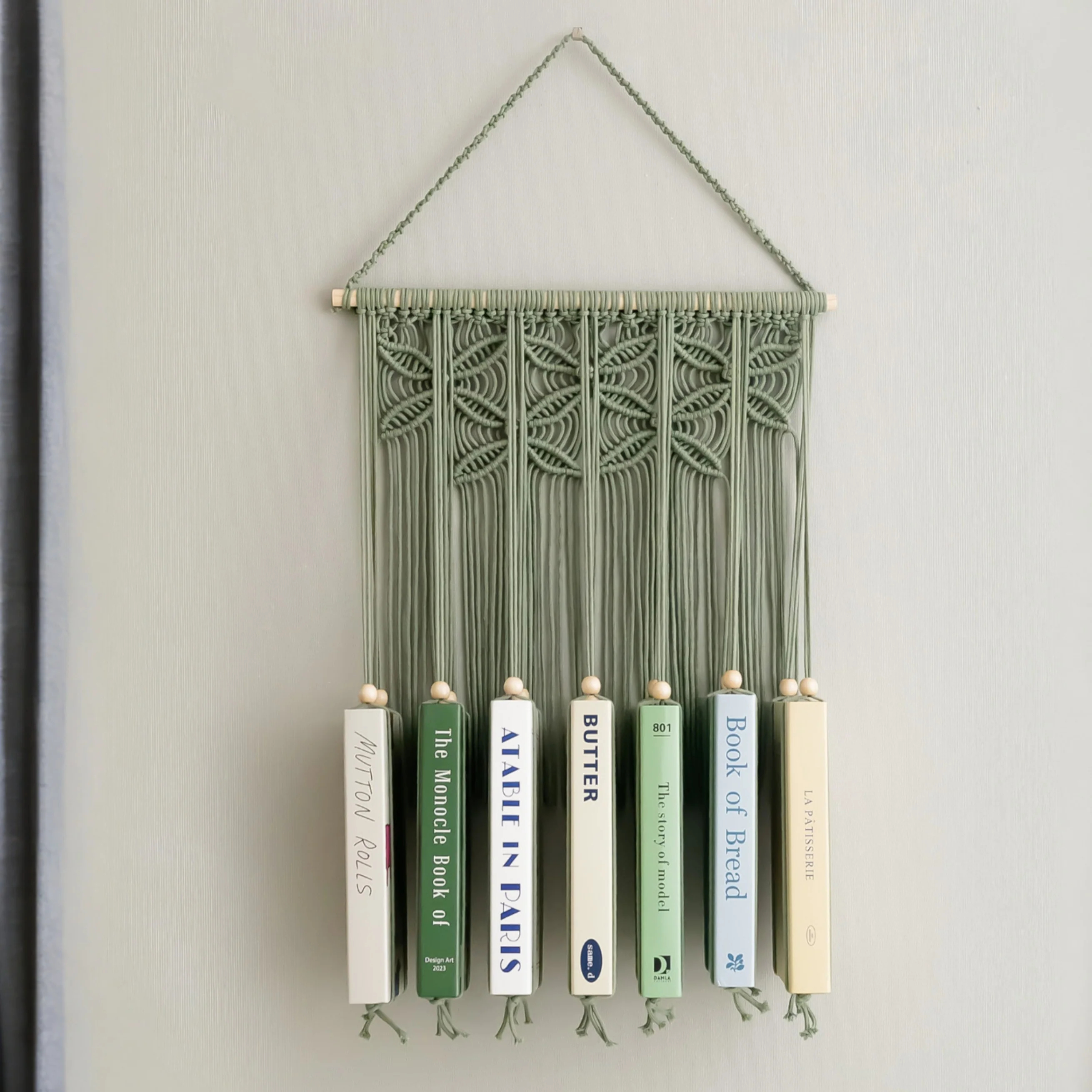 Macrame Book Holder for Boho Living Room Decor