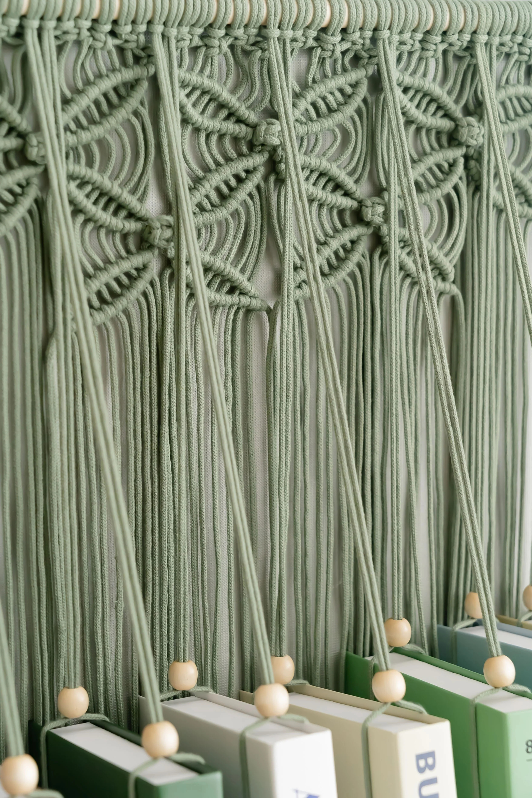 Macrame Book Holder for Boho Living Room Decor