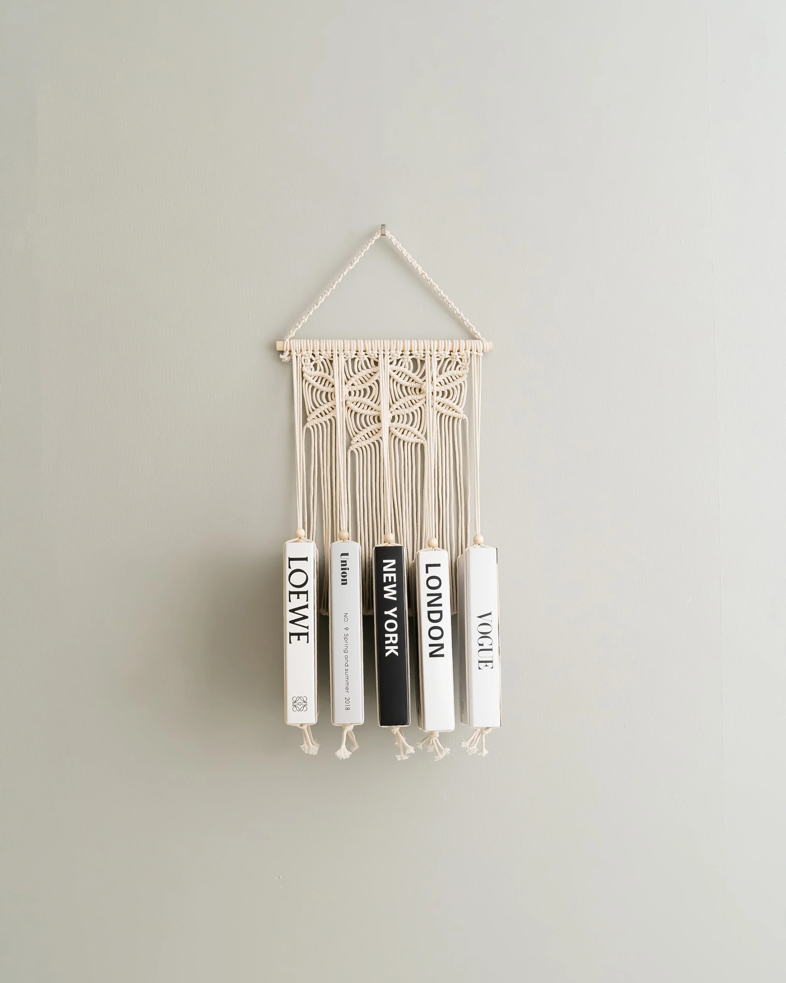 Macrame Book Holder for Boho Living Room Decor