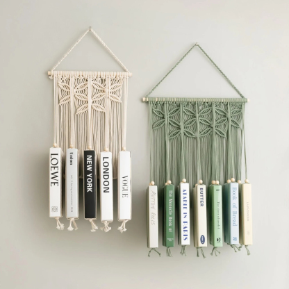 Macrame Book Holder for Boho Living Room Decor