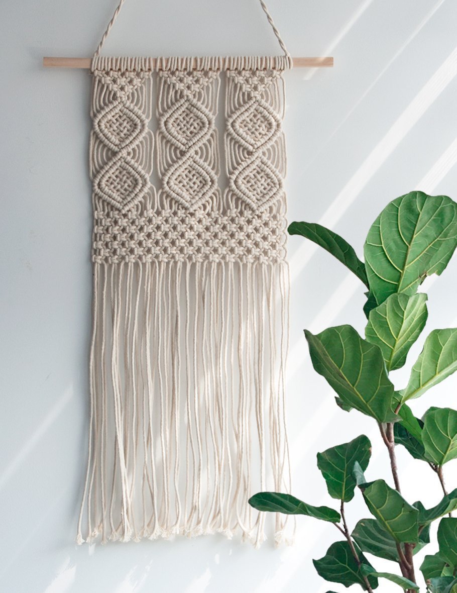 Macrame Wall Hanging Woven Tapestry Wall Decor Beige