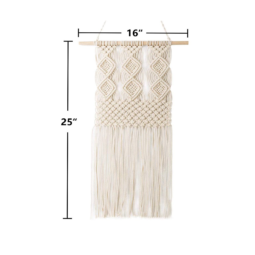Macrame Wall Hanging Woven Tapestry Wall Decor Beige