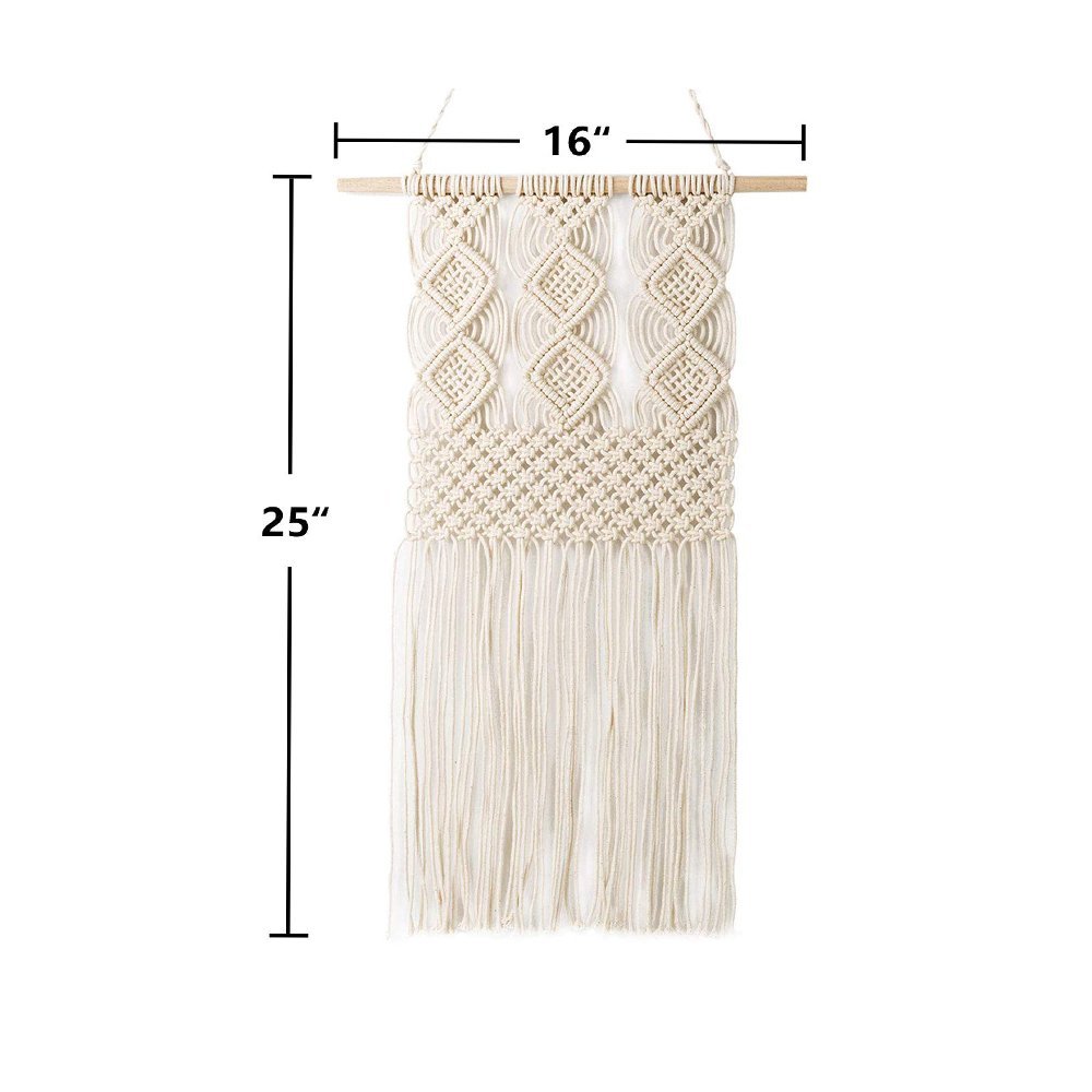 Macrame Wall Hanging Woven Tapestry Wall Decor Beige