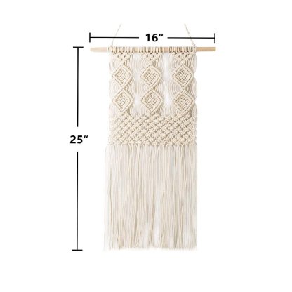 Macrame Wall Hanging Woven Tapestry Wall Decor Beige