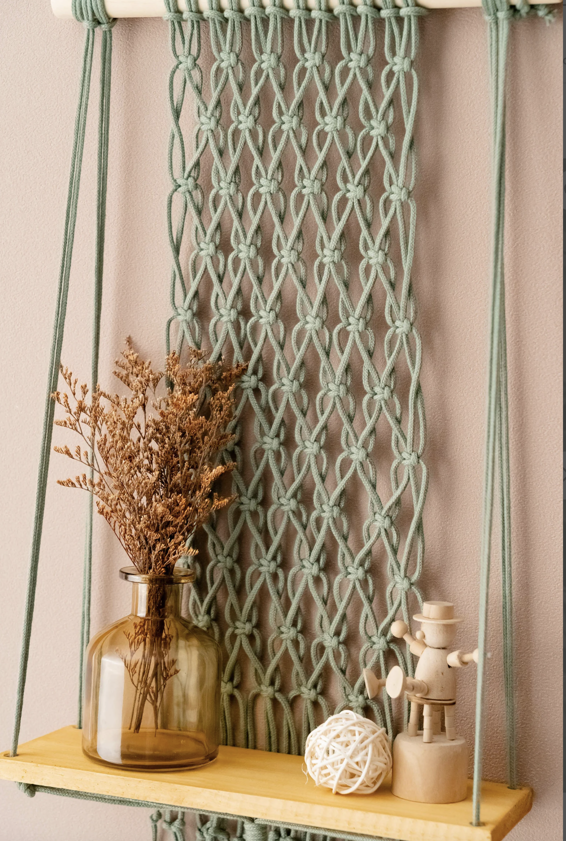 Macrame Shelves, Wood Shelf, Indoor Plant Shelf, Living Room Decor, Shelf For Plants, Handmade Macrame, Wall Mount Shelves