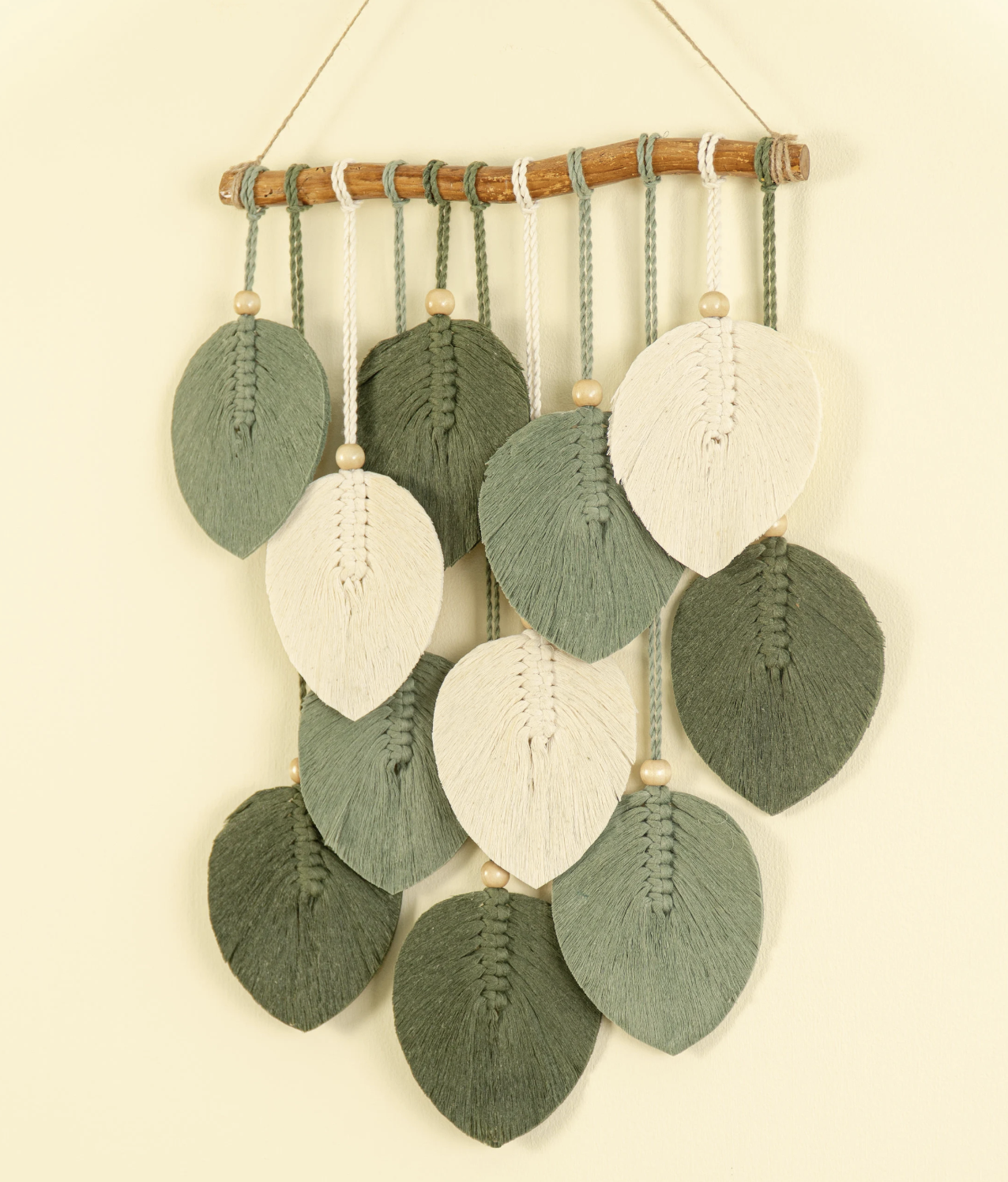 Macrame Leaves Wall Art, Hanging Art for Home, Leaf Over Bed Art, Abstract Shape Wall Decor, Plant Earthy Decor, Boho Decor Green Macrame