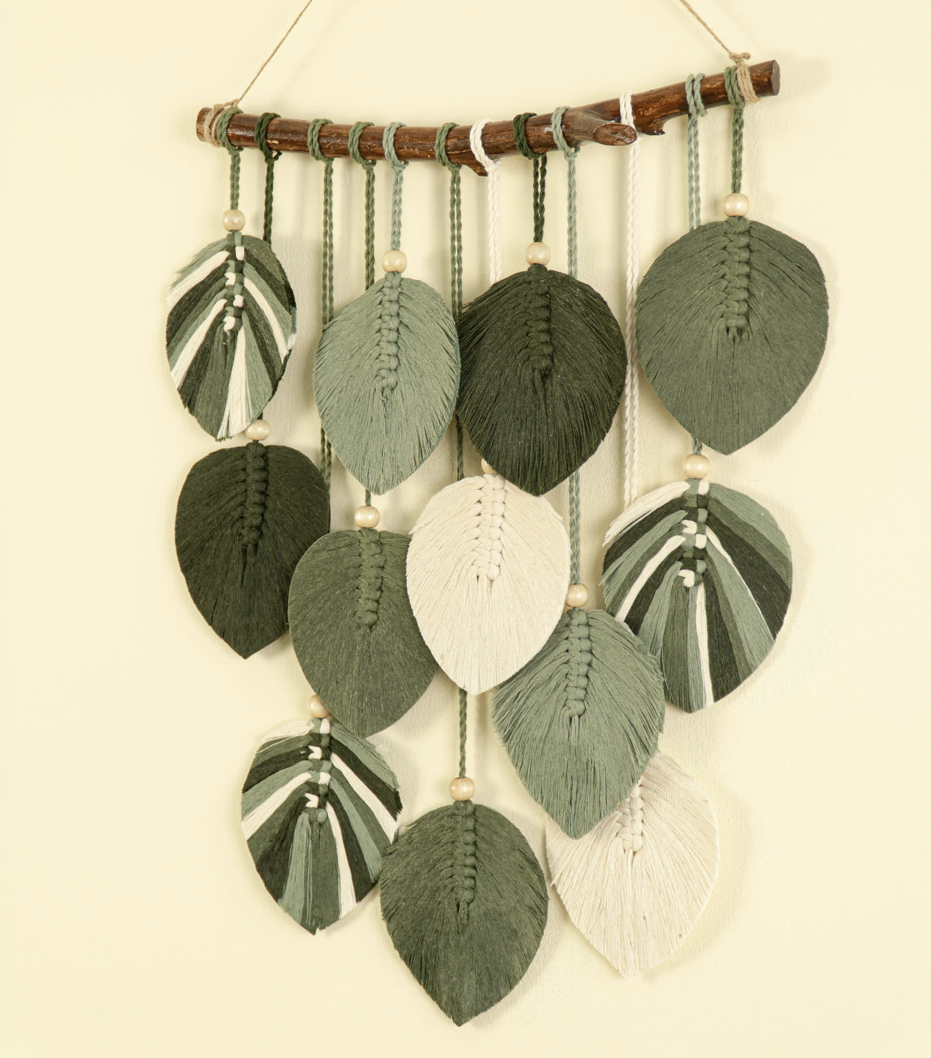 Macrame Leaves Wall Art, Hanging Art for Home, Leaf Over Bed Art, Abstract Shape Wall Decor, Plant Earthy Decor, Boho Decor Green Macrame