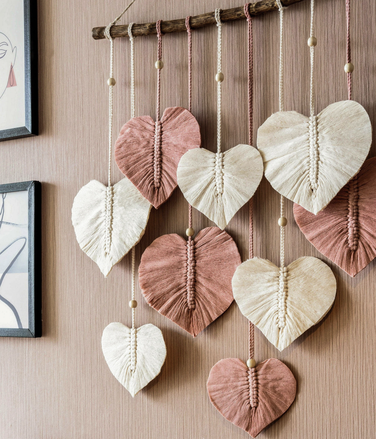 Heart Macrame Wall Hanging, Heart Wall Art, Macrame Leaf Feather, Valentine Decor, Gift For Her, Love Couple Gift, First Mothers Day