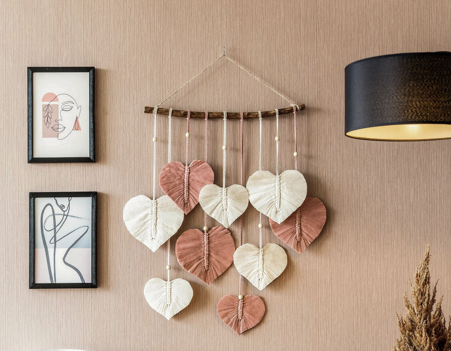 Heart Macrame Wall Hanging, Heart Wall Art, Macrame Leaf Feather, Valentine Decor, Gift For Her, Love Couple Gift, First Mothers Day