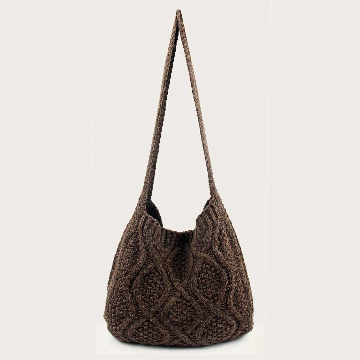 Literary Crochet Shoulder Bag, Women's Simple Woven Handbag, Large Capacity Shopping Bag