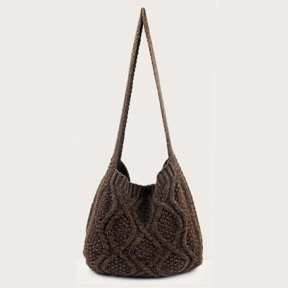 Literary Crochet Shoulder Bag, Women's Simple Woven Handbag, Large Capacity Shopping Bag