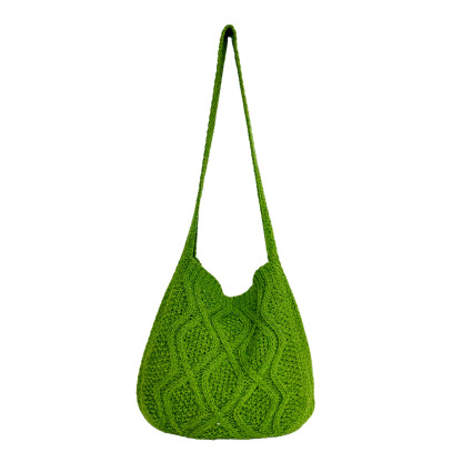 Literary Crochet Shoulder Bag, Women's Simple Woven Handbag, Large Capacity Shopping Bag