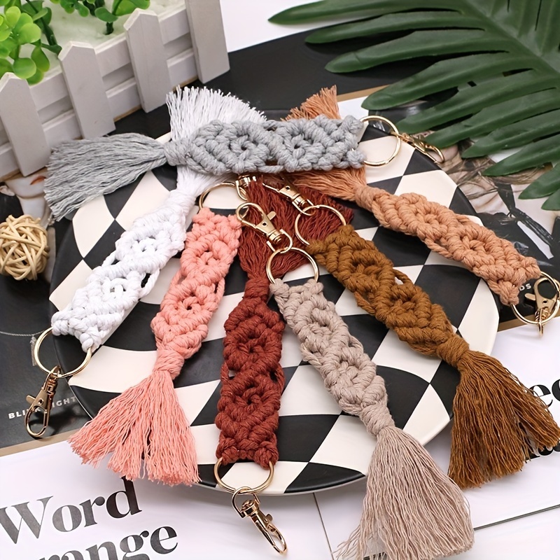 Cotton Rope Woven Keychain Pendant, Bag Charms Car Hanging Ornament Perfect Travel Accessories