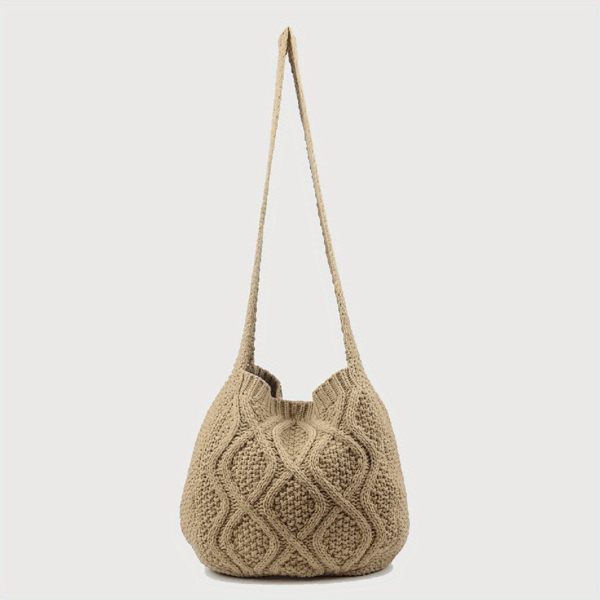 Literary Crochet Shoulder Bag, Women's Simple Woven Handbag, Large Capacity Shopping Bag