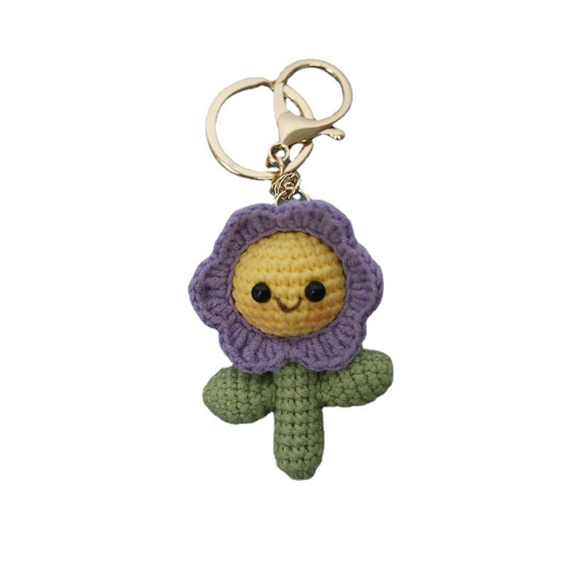Crochet bag accessories/decoration/hangings/ornaments/Keychain/Key Ring - Smily Flower - Handmade/Kinitted