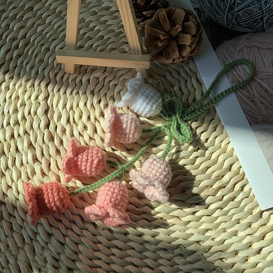 Boho Handmade Crochet Hanging Basket, Crochet Lily Of The Valley Flower Car Accessories