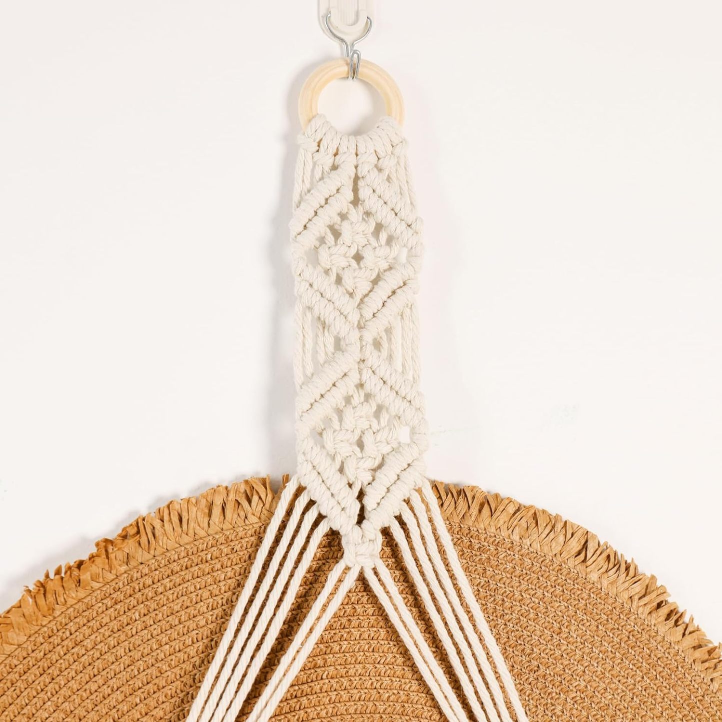 Cowboy Hat Hangers Macrame Hat Racks for Wall 2 Pcs One Hole Hand Weaving Boho Hat Organizer Hanging Display Western Decor