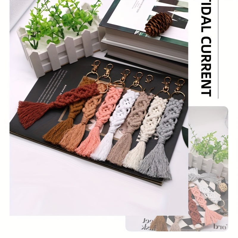 Cotton Rope Woven Keychain Pendant, Bag Charms Car Hanging Ornament Perfect Travel Accessories