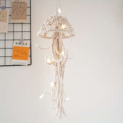 Handmade Nordic Cotton Rope Jellyfish Tapestry for Home Decor - Soft and Durable Hanging for Living Room and Bedroom