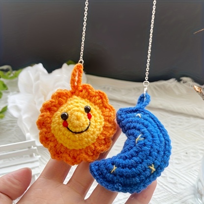 Hand Woven Moon And Sun Car Decoration, Home Backpack, Phone Case Decoration
