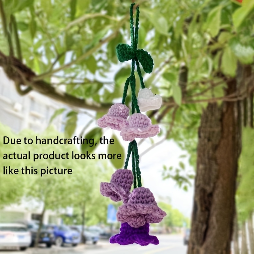 Boho Handmade Crochet Hanging Basket, Crochet Lily Of The Valley Flower Car Accessories
