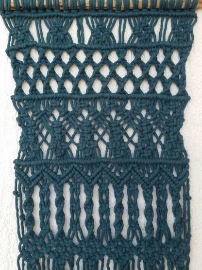 Macramé Wall Hanging Long MacrameTeal Macramé Elegant Macramé Narrow Tapestry Bohemian Wall Decor