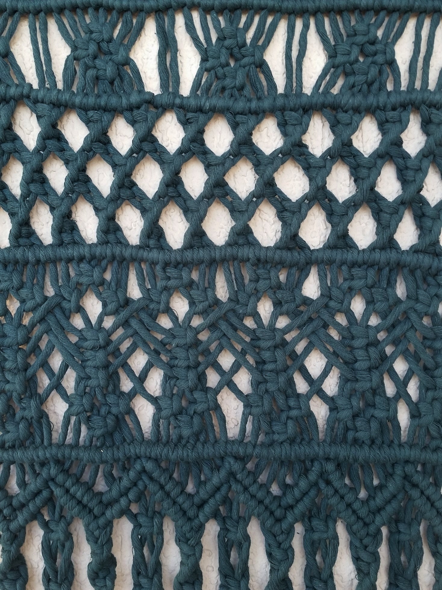 Macramé Wall Hanging Long MacrameTeal Macramé Elegant Macramé Narrow Tapestry Bohemian Wall Decor