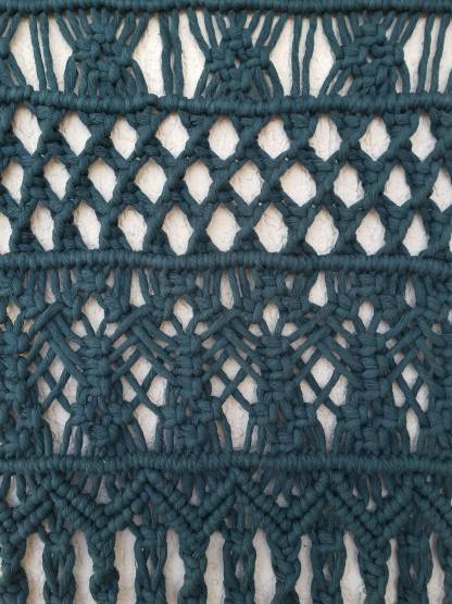 Macramé Wall Hanging Long MacrameTeal Macramé Elegant Macramé Narrow Tapestry Bohemian Wall Decor