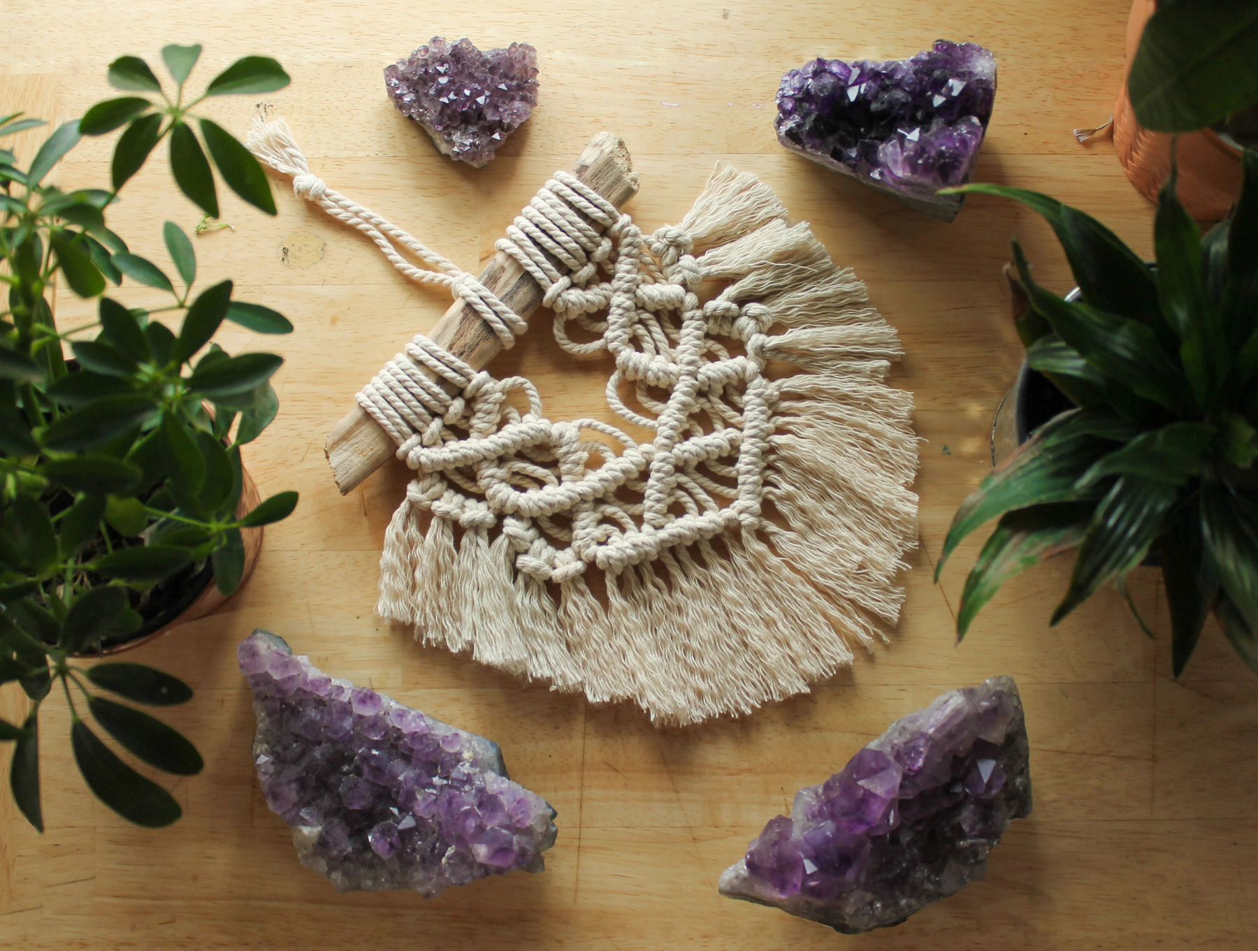 Small Macrame Wall Hanging Geometric Boho Decor