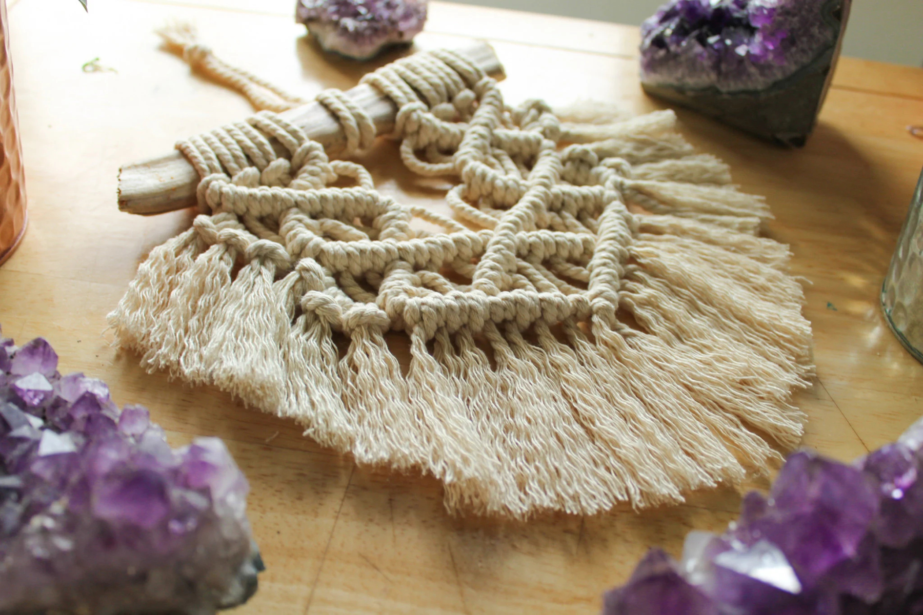 Small Macrame Wall Hanging Geometric Boho Decor