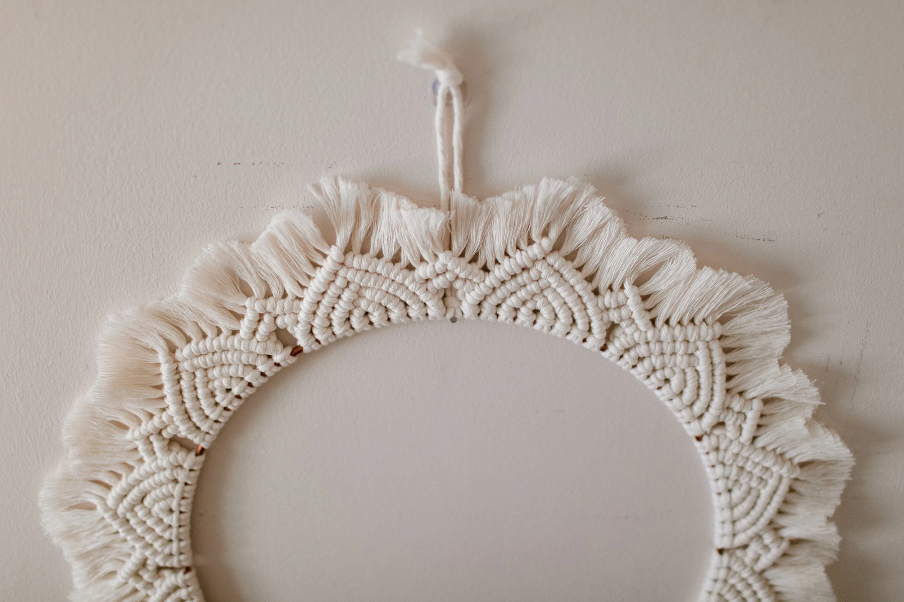 Macrame Mandala Boho Home Decor Minimalist Spring Summer Indoor Wreath Sunburst Hoop Wall Hanging