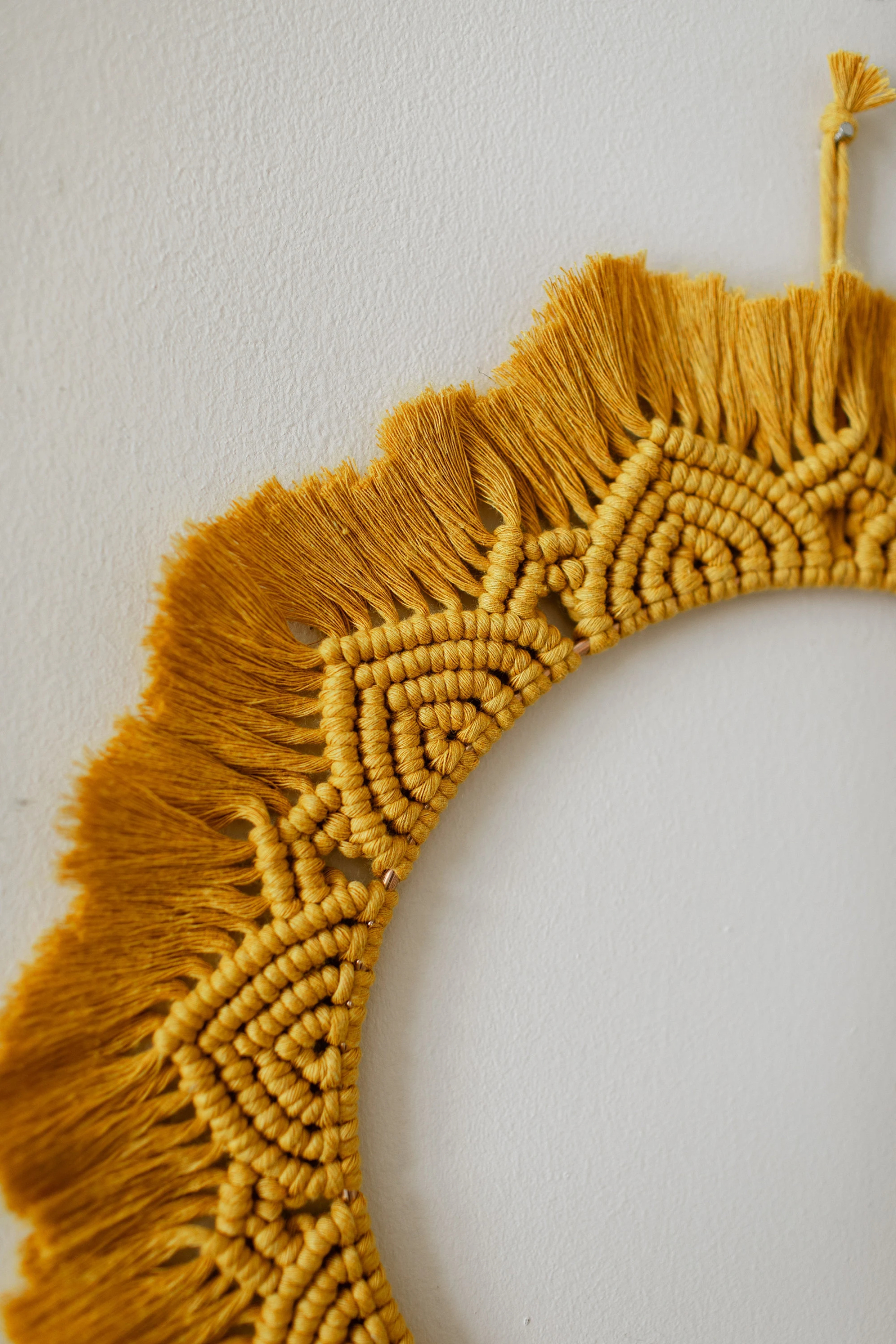 Macrame Mandala Boho Home Decor Minimalist Spring Summer Indoor Wreath Sunburst Hoop Wall Hanging