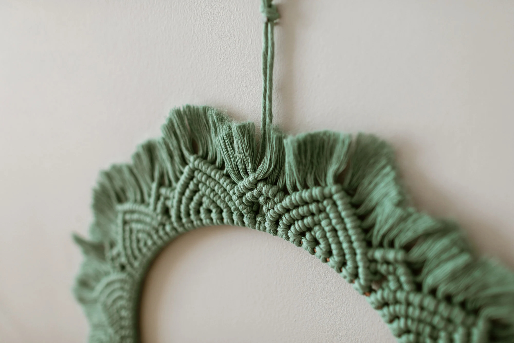 Macrame Mandala Boho Home Decor Minimalist Spring Summer Indoor Wreath Sunburst Hoop Wall Hanging