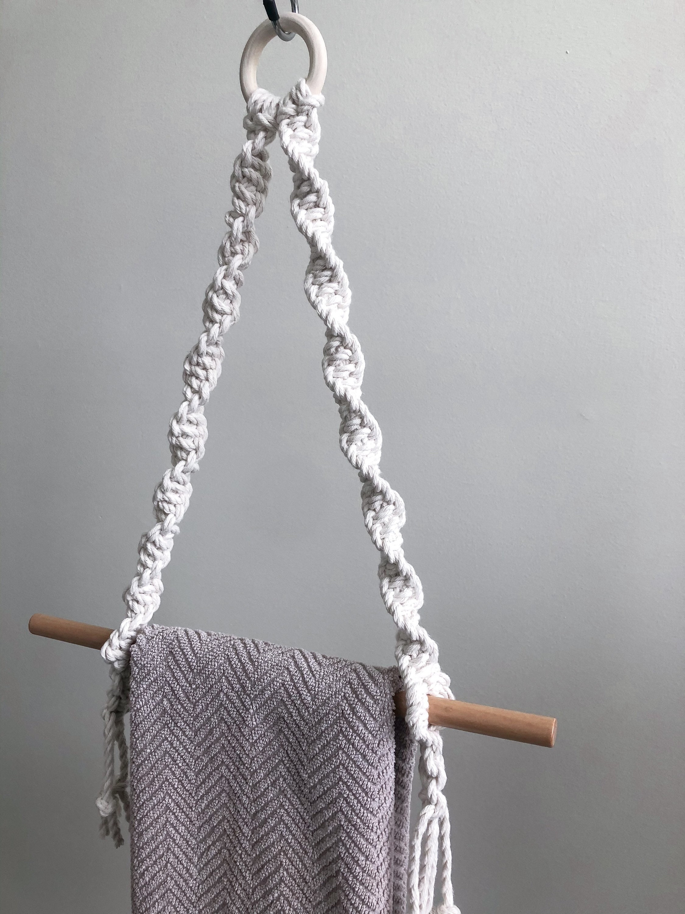 macrame hand towel bar bathroom towel rod  tissue paper toilet paper roll holder