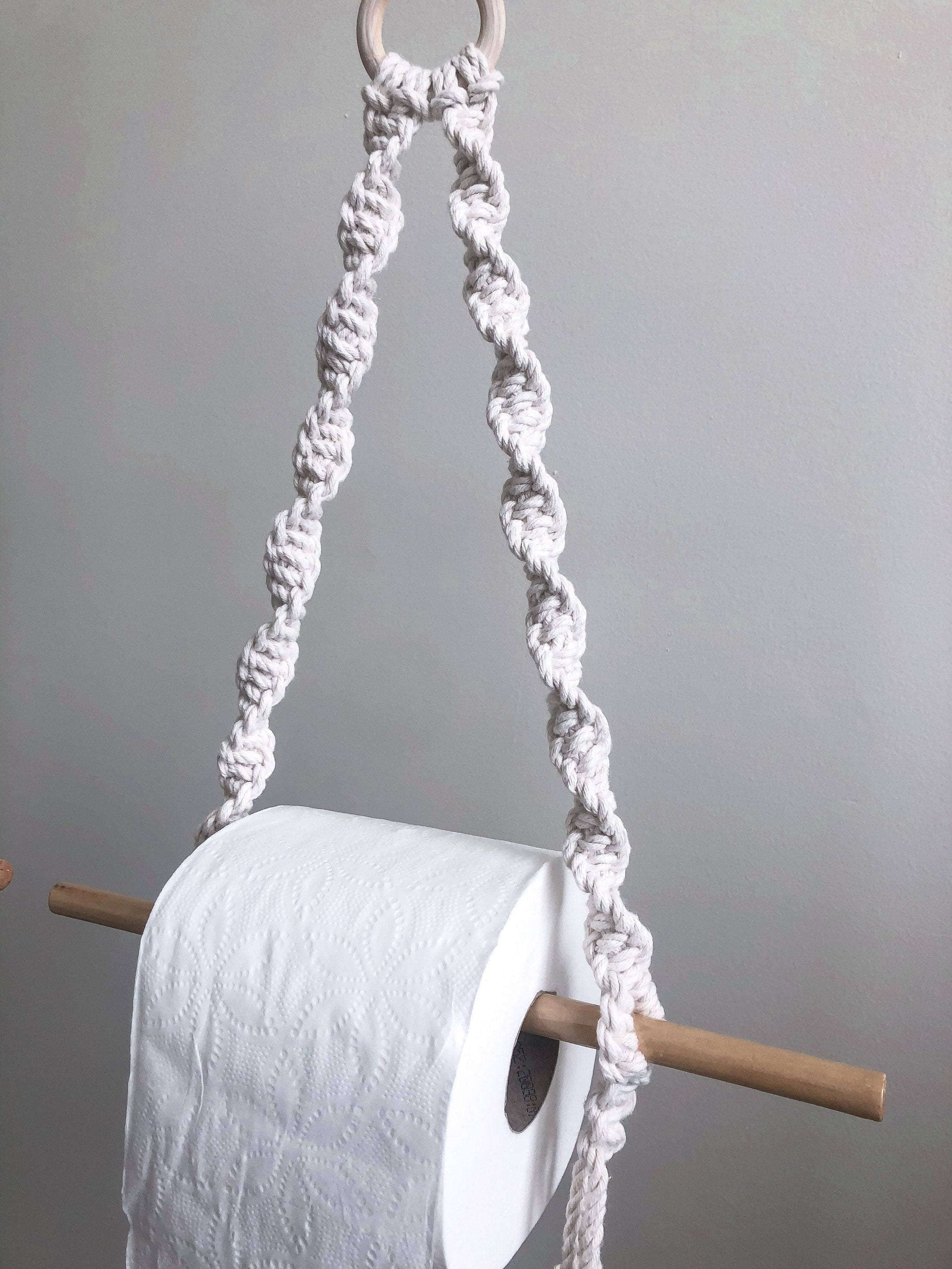 macrame hand towel bar bathroom towel rod  tissue paper toilet paper roll holder