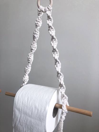 macrame hand towel bar bathroom towel rod  tissue paper toilet paper roll holder