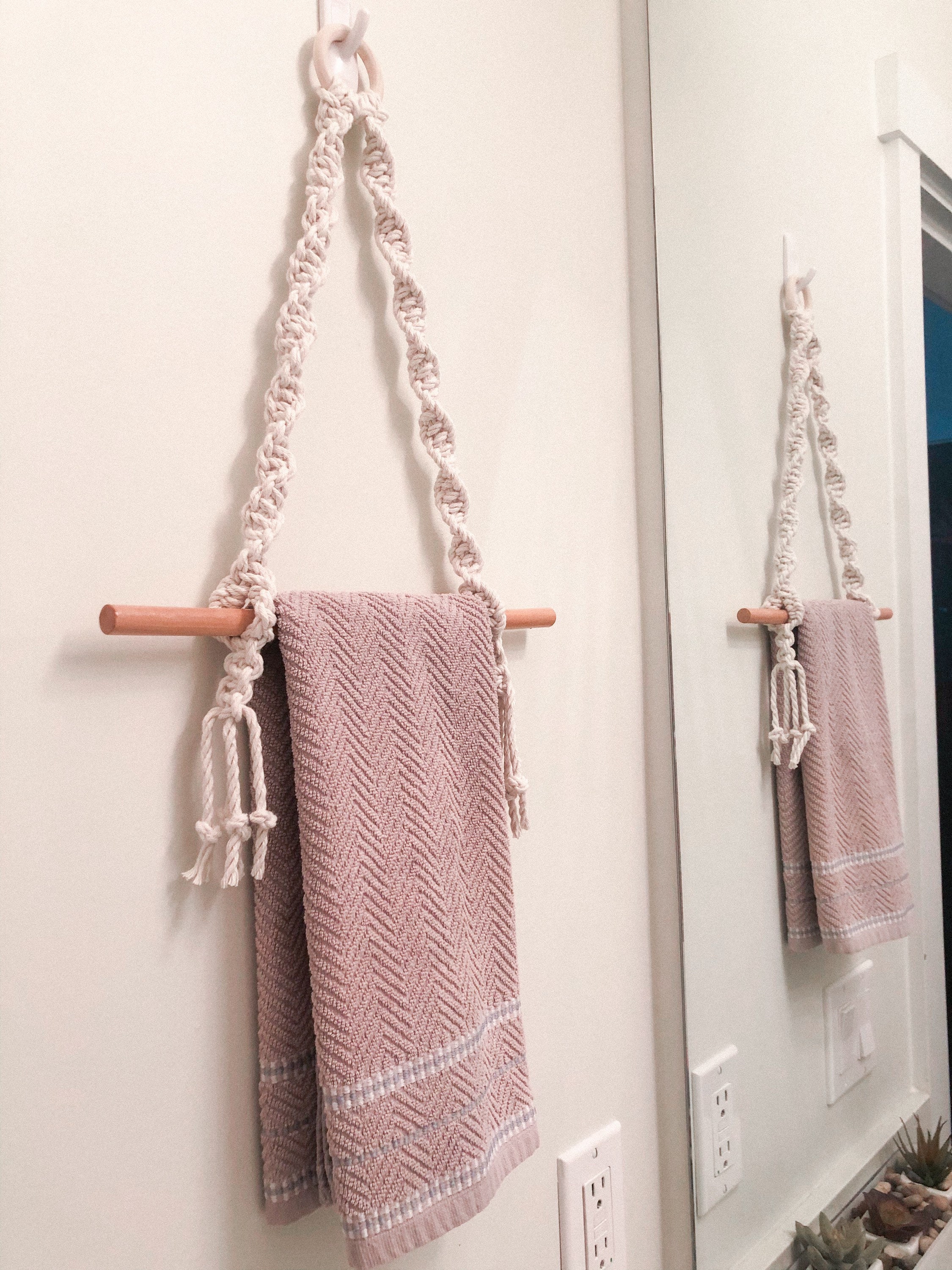 macrame hand towel bar bathroom towel rod  tissue paper toilet paper roll holder