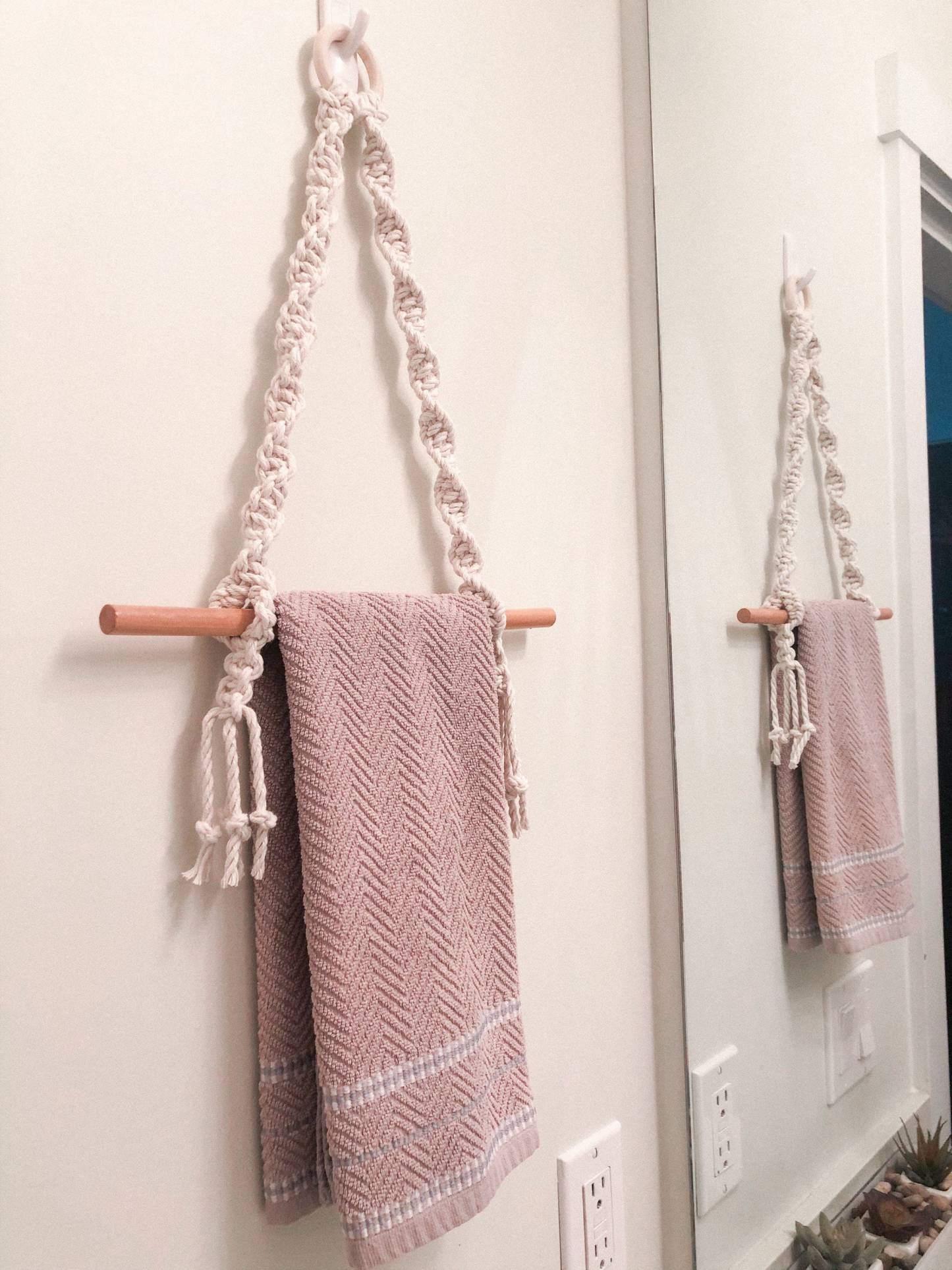 macrame hand towel bar bathroom towel rod  tissue paper toilet paper roll holder