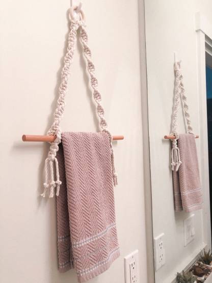 macrame hand towel bar bathroom towel rod  tissue paper toilet paper roll holder