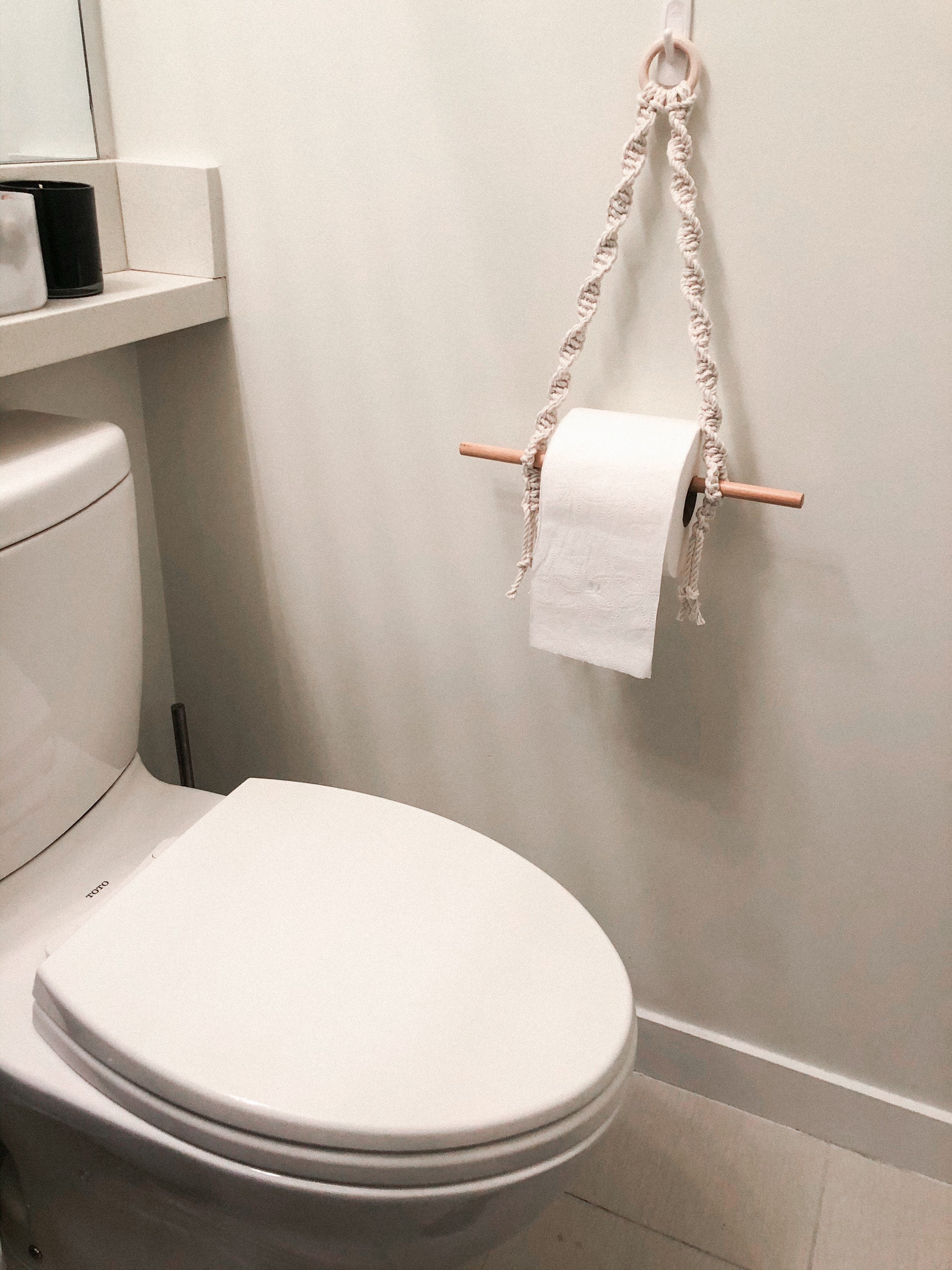 macrame hand towel bar bathroom towel rod  tissue paper toilet paper roll holder