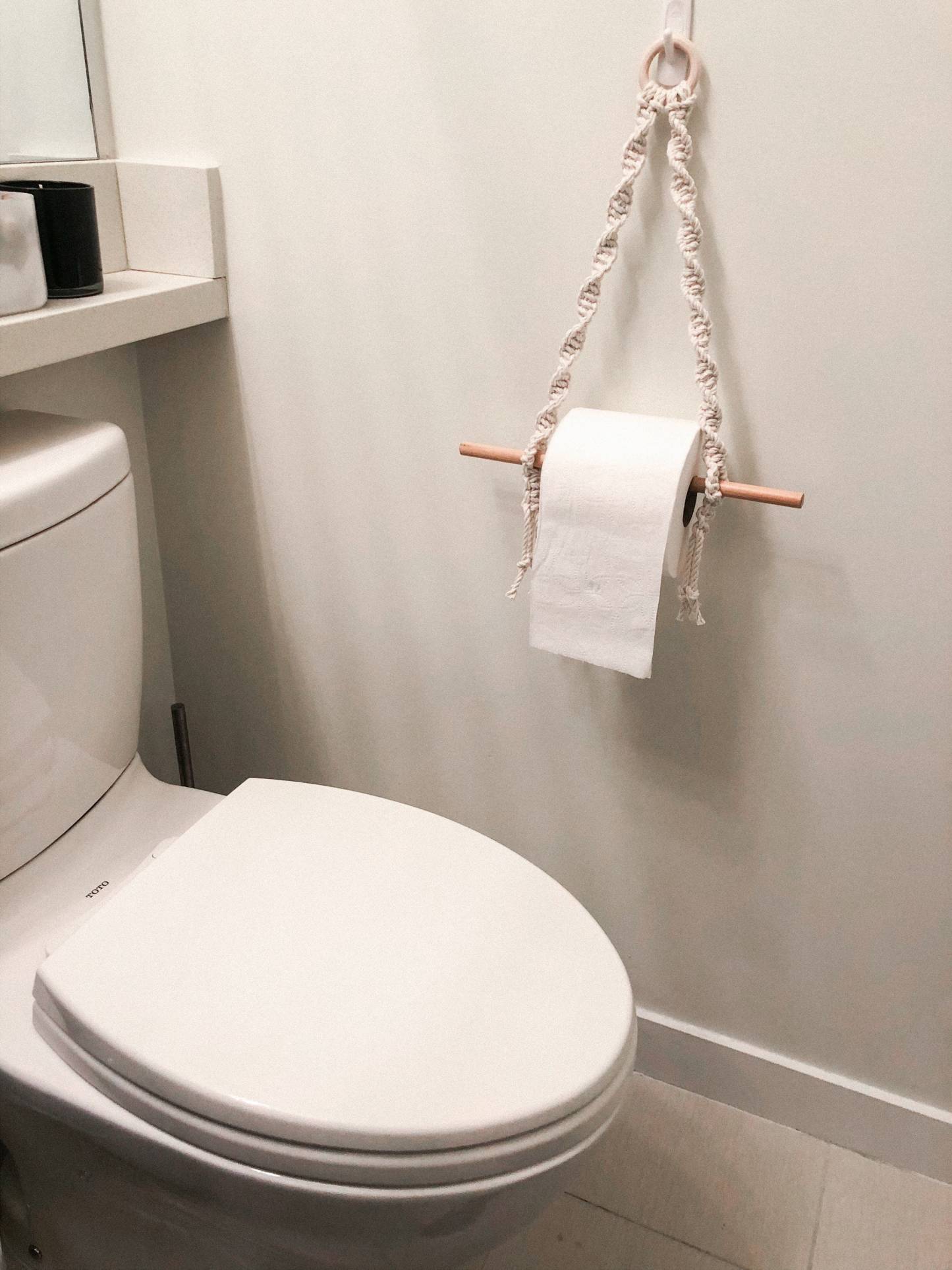 macrame hand towel bar bathroom towel rod  tissue paper toilet paper roll holder