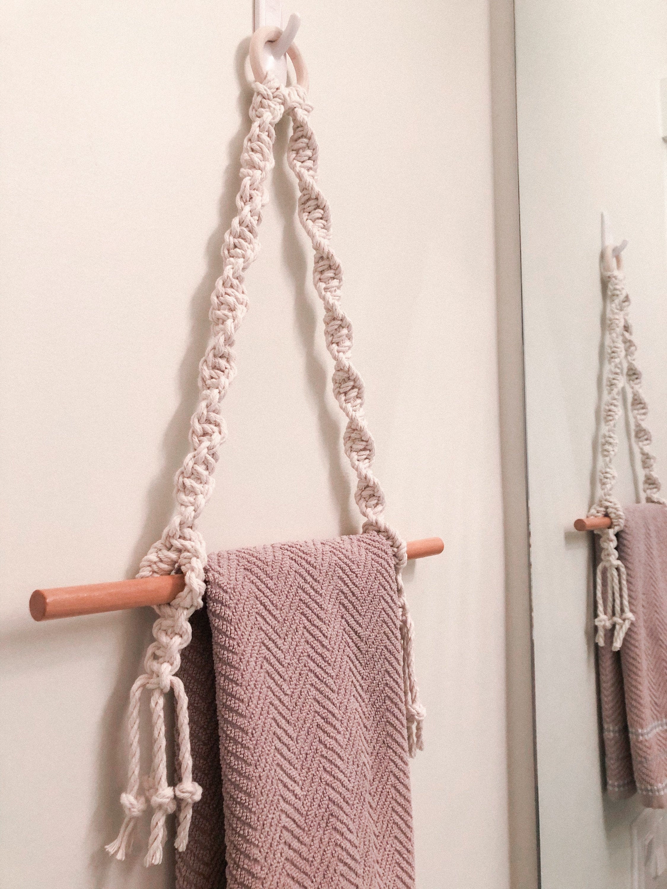 macrame hand towel bar bathroom towel rod  tissue paper toilet paper roll holder
