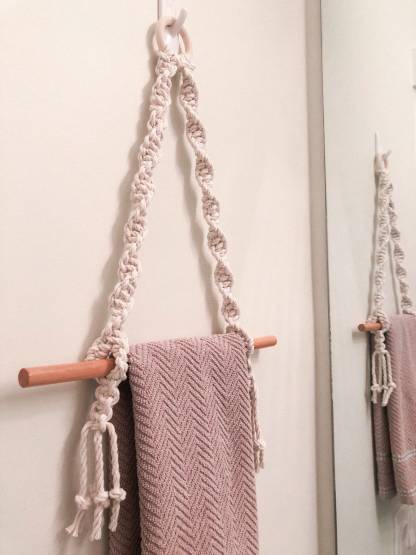 macrame hand towel bar bathroom towel rod  tissue paper toilet paper roll holder