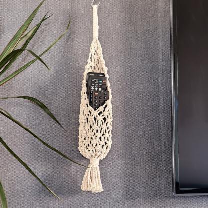 Macrame remote control holder, Wall hanging organizer, Fathers Day gift from daughter, Cottagecore room decor, Home organization