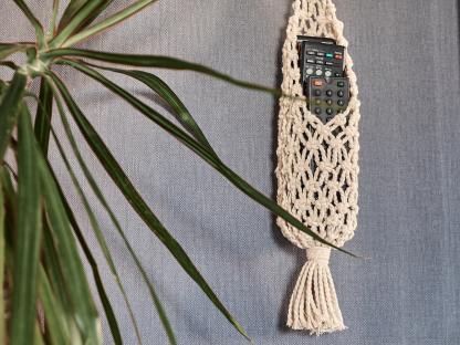 Macrame remote control holder, Wall hanging organizer, Fathers Day gift from daughter, Cottagecore room decor, Home organization