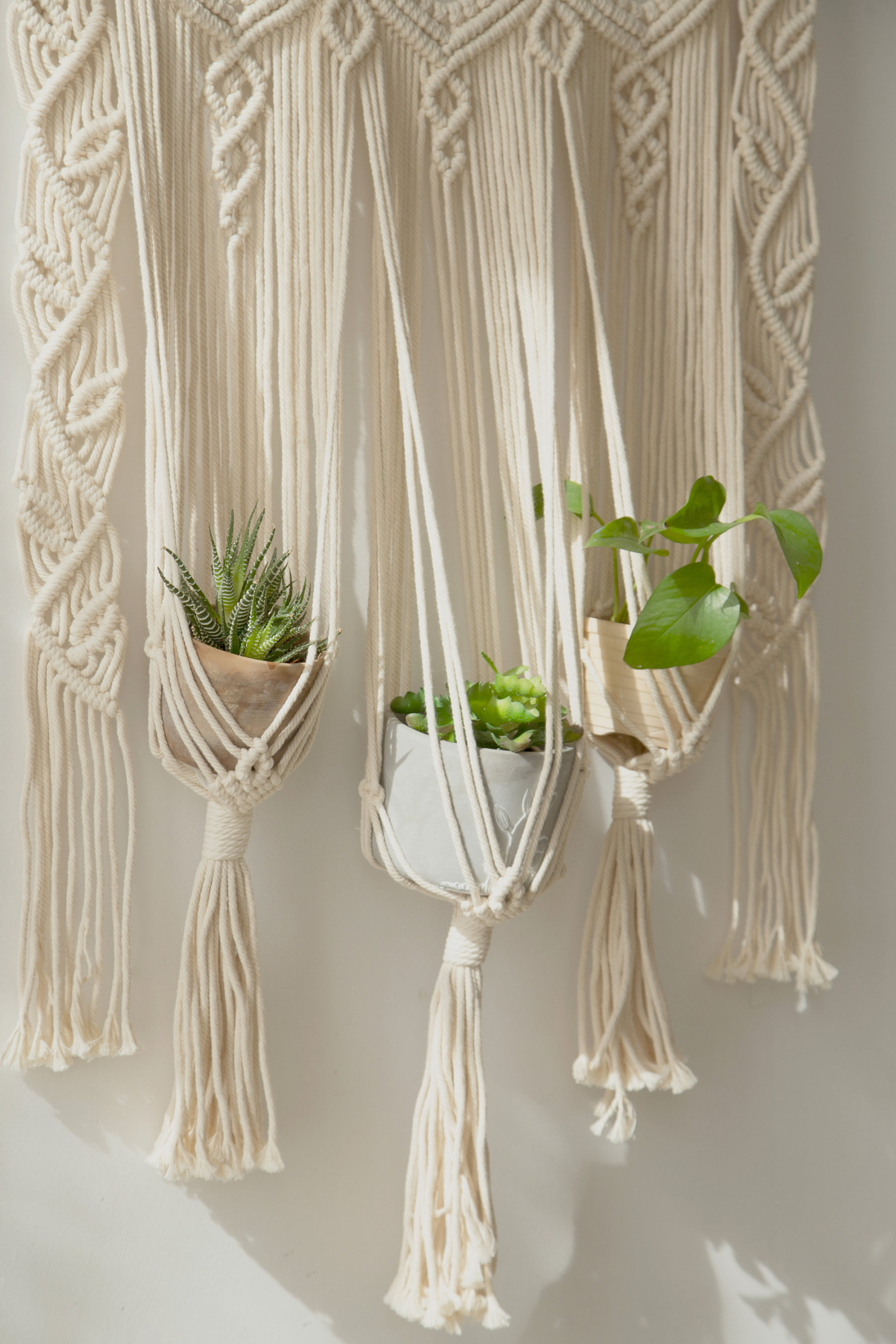 Macrame plant hanger Macrame wall hanging Woven tapestry Window curtain valance Boho bedroom decor wedding backdrop Rope triple planter